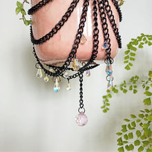 Load image into Gallery viewer, Black Chain & Clear/Pink Pendant Hanging Pot - Pink Tie-dye
