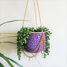 Load image into Gallery viewer, Copper Chain & Clear Glass Pendant Dimpled Hanging Pot - Purple Haze