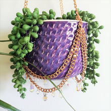 Load image into Gallery viewer, Copper Chain & Clear Glass Pendant Dimpled Hanging Pot - Purple Haze