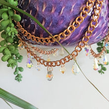Load image into Gallery viewer, Copper Chain & Clear Glass Pendant Dimpled Hanging Pot - Purple Haze