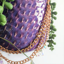 Load image into Gallery viewer, Copper Chain & Clear Glass Pendant Dimpled Hanging Pot - Purple Haze