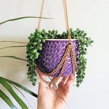 Load image into Gallery viewer, Copper Chain & Clear Glass Pendant Dimpled Hanging Pot - Purple Haze