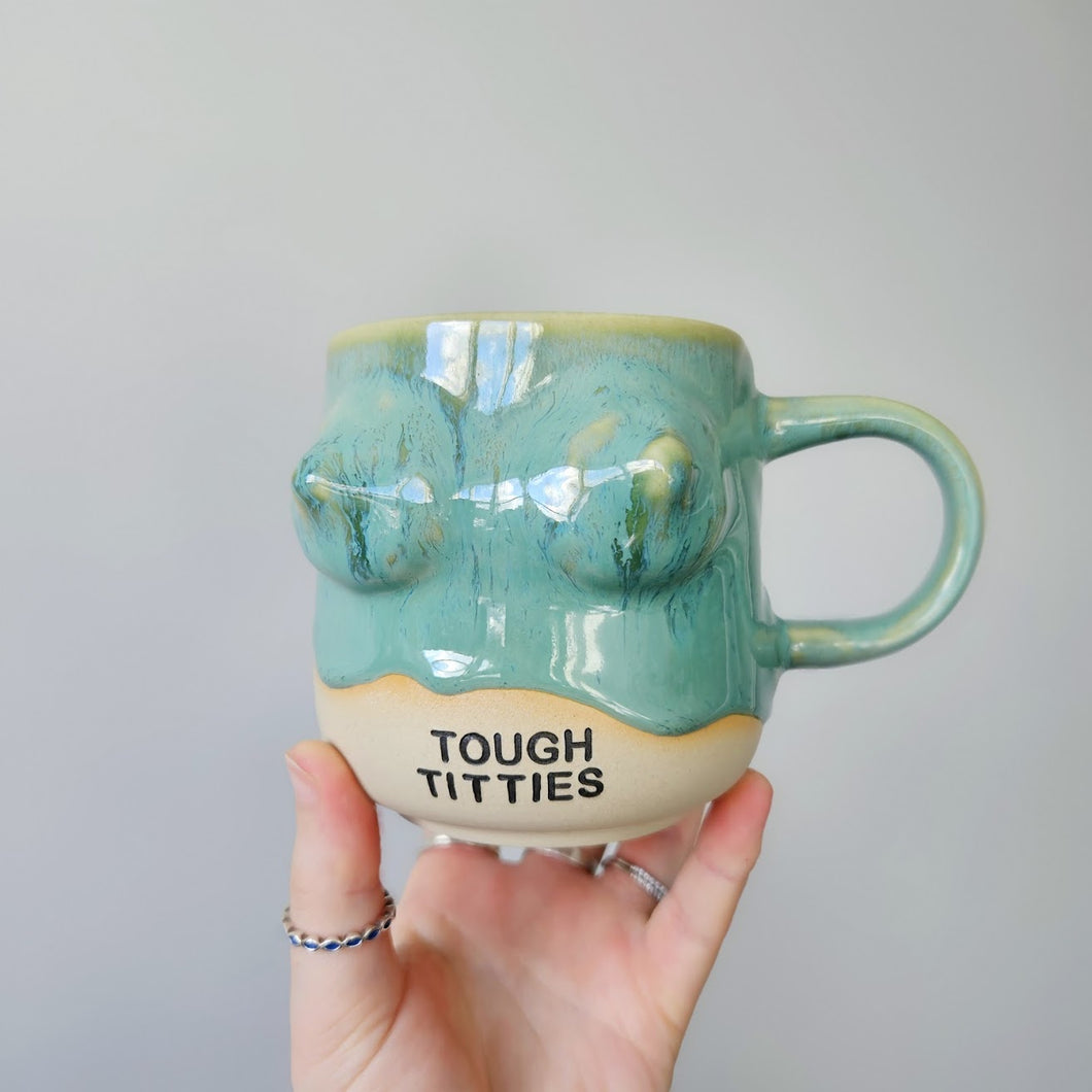 Tough Titties Boob Mug - Turquoise