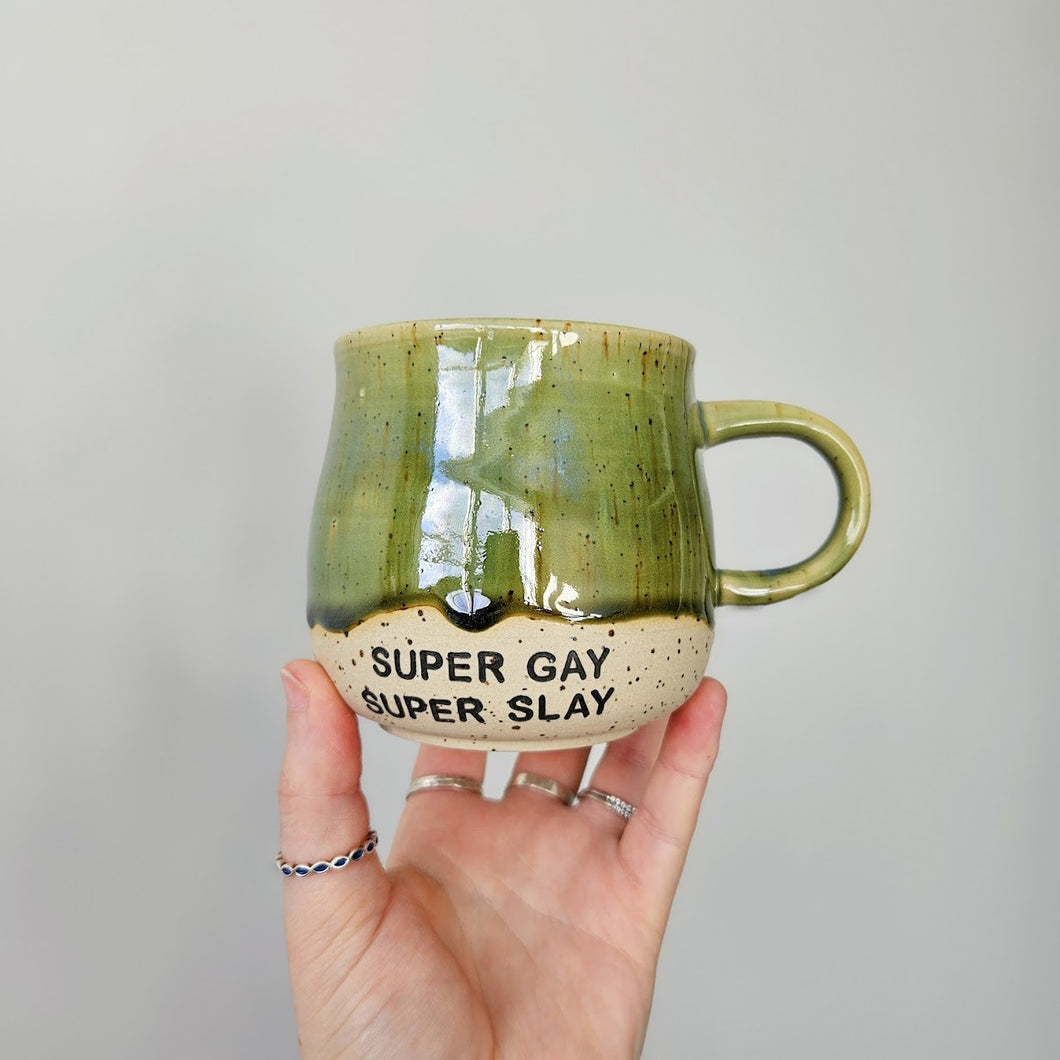 Super Gay Super Slay Mug - Olive Green