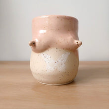 Load image into Gallery viewer, Boob Planter - Pink Speckles w tattoo
