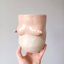 Load image into Gallery viewer, Boob Planter - Pink Speckles w tattoo
