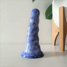 Load image into Gallery viewer, 6 Inch Ribbed Dildo - Sam - Dark Blue Tie-dye
