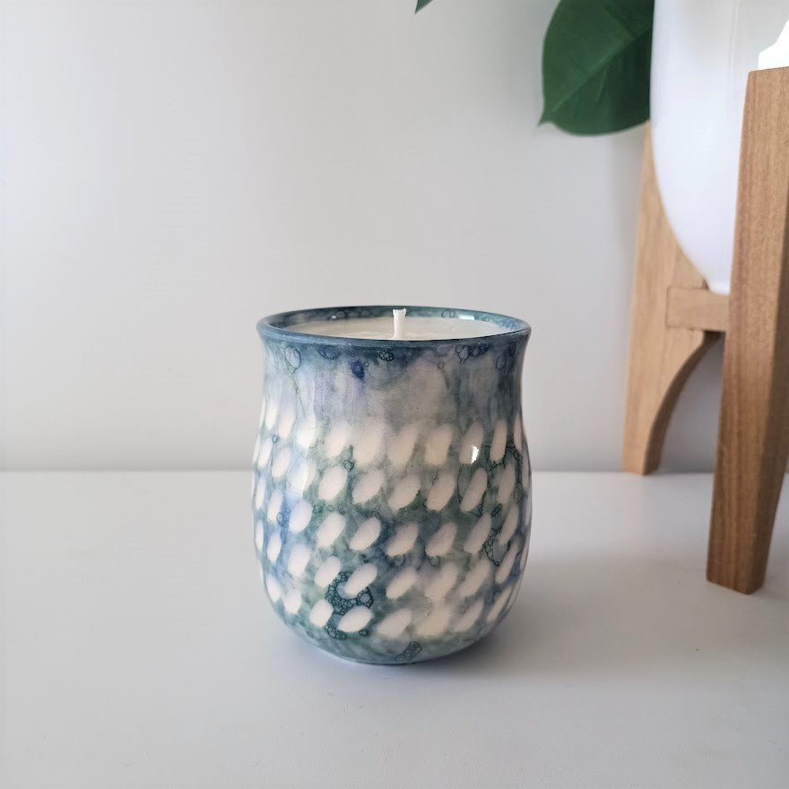 Dimpled Tumbler Massage Candle - Dark Blue/Green