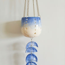 Load image into Gallery viewer, Moon Phase, Silver Chain &amp; Clear Pendant Hanging Lantern - Blue Tie-dye Gradient
