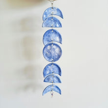 Load image into Gallery viewer, Moon Phase, Silver Chain &amp; Clear Pendant Hanging Lantern - Blue Tie-dye Gradient
