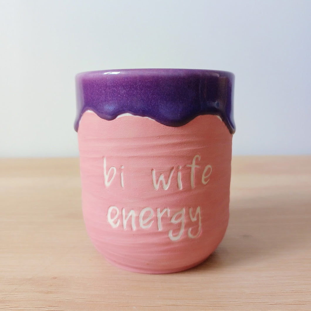 Bi Wife Energy Textured Tumbler - Pink/Purple